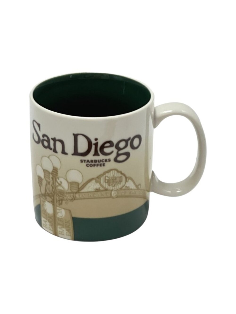 San Diego Starbucks Mug 16 Fl Oz  2011 Collector Series Ceramic Green‎ White Tan